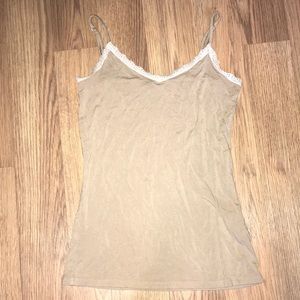 Tan tank with white lace